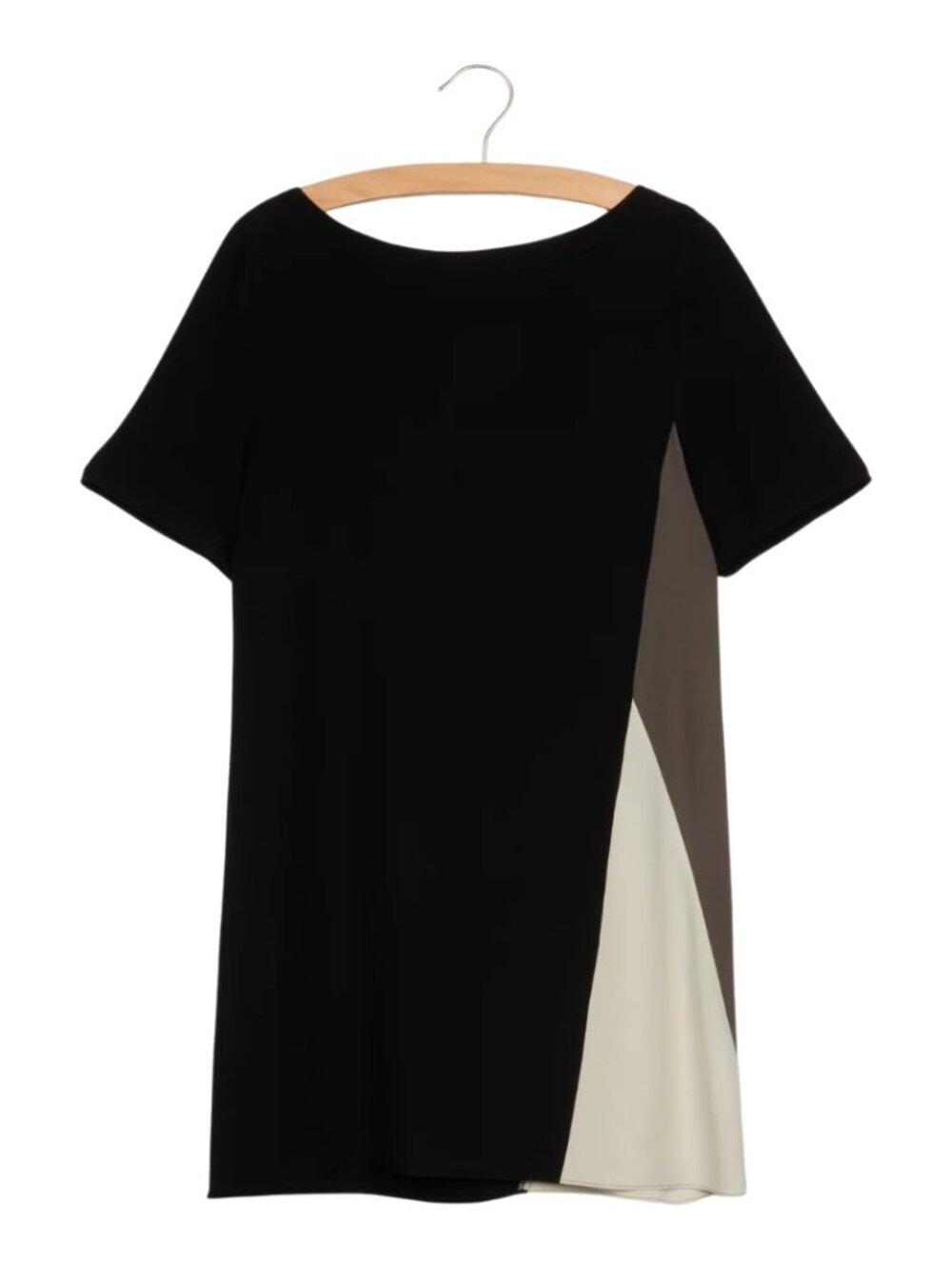 Eileen Fisher Silk Georgette Crepe Color Block Shirt Dress Women's Large